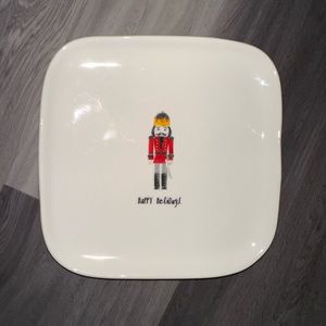 Rae Dunn HAPPY HOLIDAYS Nutcracker Christmas Square Plates By Magenta (Set of 2)